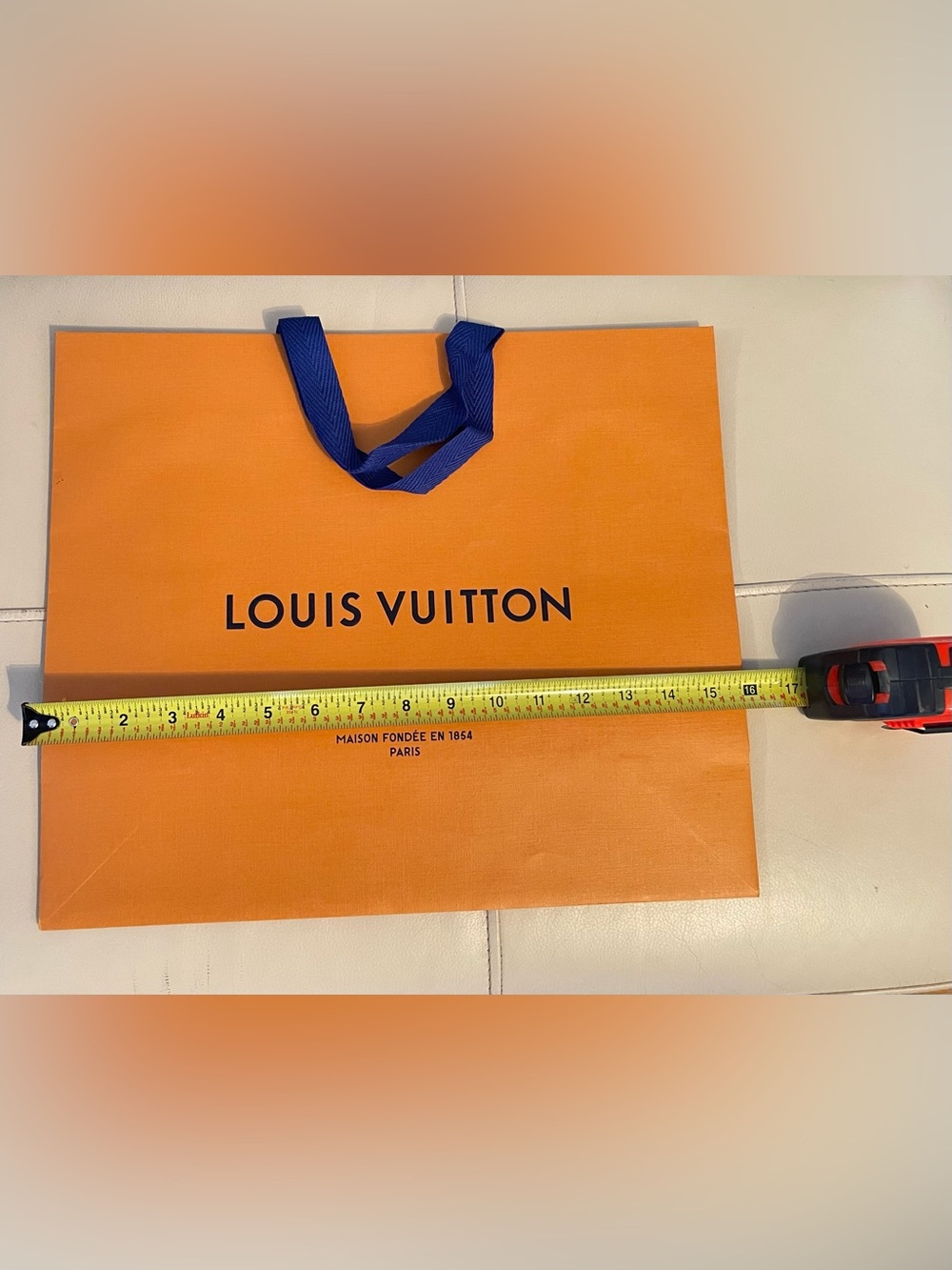 XL Louis Vuitton Bag with Indigo Handles. 16 inch x 13 inch. Authentic Large Bag